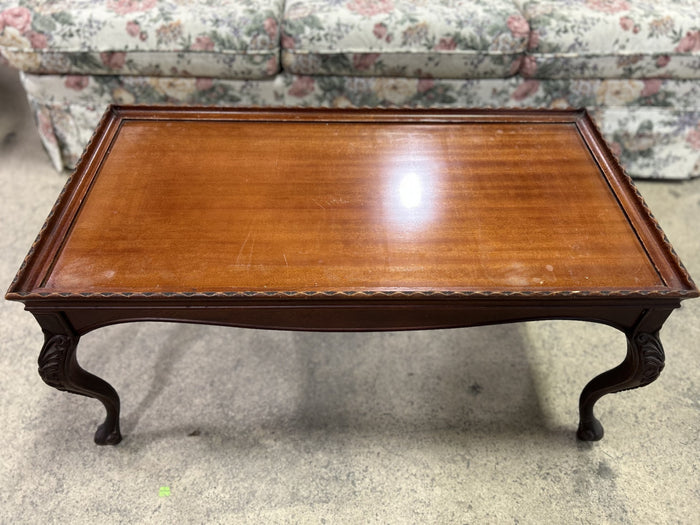Solid Wood Coffee Table with Carved Edges