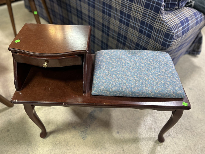 Vintage Wooden Telephone Bench
