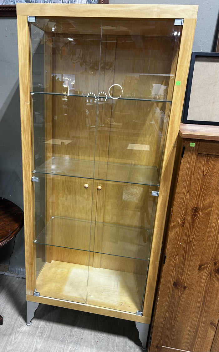 Light Wood & Glass Display Cabinet