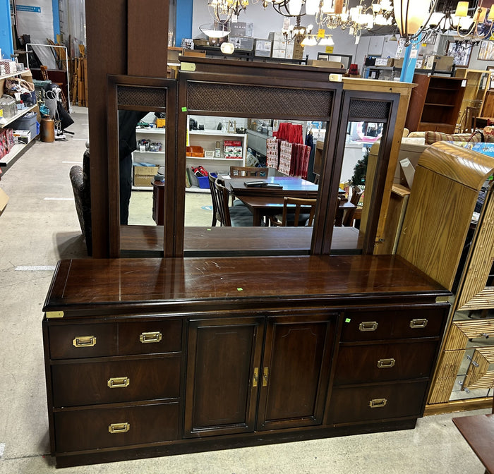 Solid Wood Dresser with Triple Mirror