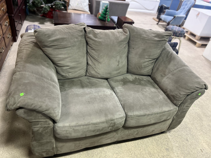 Gray Plush Microfiber Loveseat