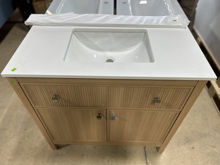 Glacier Bay Josine Light Oak Bathroom Vanity with Ceramic Top Undermount Sink