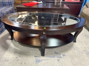 Oval Glass-Top Coffee Table