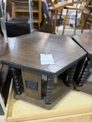 Hexagonal Ornate Wooden Side Table