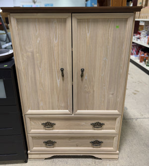 Light Wood Armoire with Classic Hardware