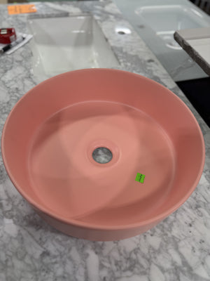Modern Round Matte Pink Vessel Sink