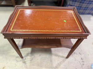 Vintage Wood Side Table with Lower Shelf