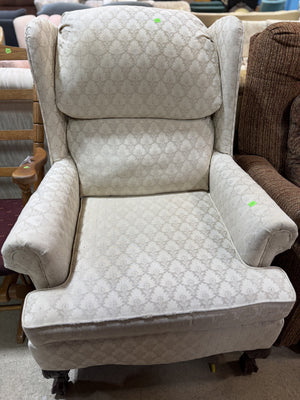 Classic Cream Patterned Wingback Accent Chair