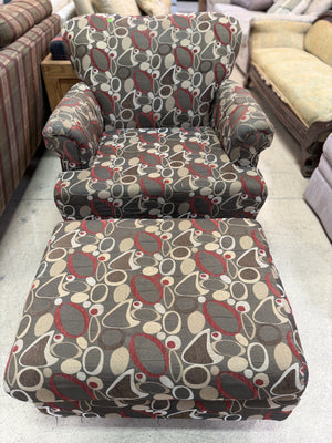 Contemporary Patterned Armchair & Ottoman Set
