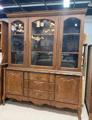 Elegant Vintage Wood Buffet and Hutch