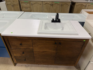 Brown Wood-Finish Bathroom Vanity