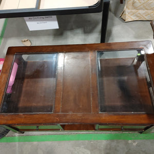 Large Coffee Table with Glass and Storage
