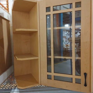 Light Wood Cabinet with Glass door and Side Shelf