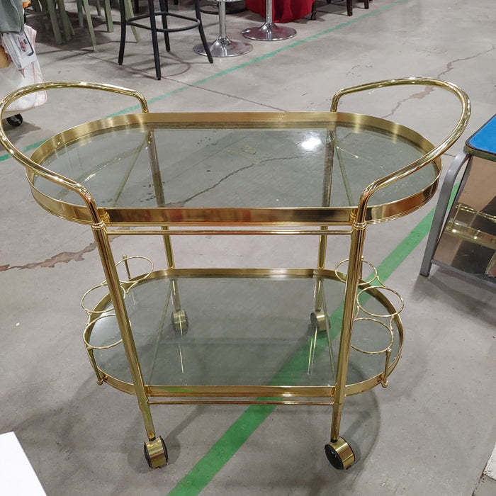 Rolling brass and Glass Tea Trolly