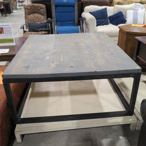 Black Wooden Frame Coffee table with Grey Top