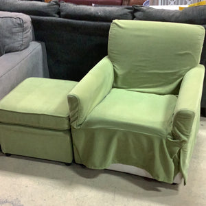 Green Armchair with Ottoman