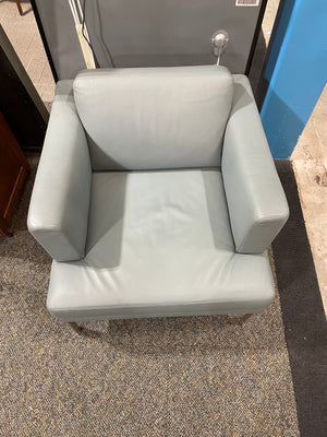 Light Blue Leather Accent Chair
