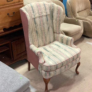 Pink and Blue Wingback Chair