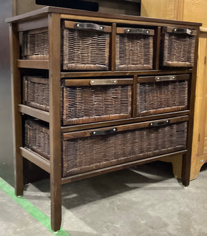 Wooden Cabinet with Wicker Drawers