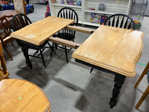 Light Wood Arts Dining Table w/ Black Legs & 3 Chairs