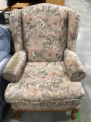 Retro Floral Wingback Chair