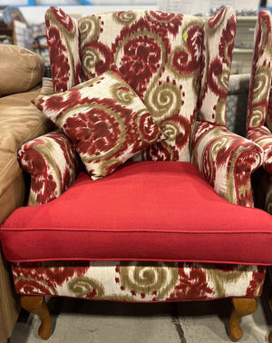 Red Floral Wingback Chair