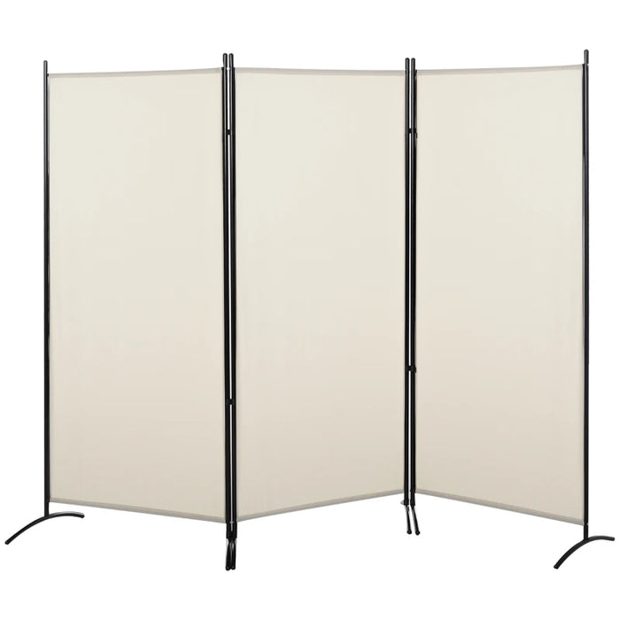 Beige 3-Panel Folding Screen Room Divider