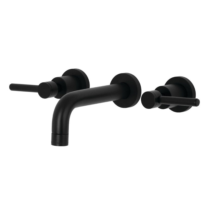 Brass Contemporary 2-Handle Wall Mount Bathroom Faucet with Lever Handles in Matte Black