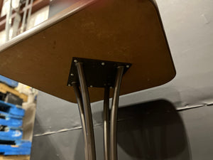 Beige Metal Table with Brown Trimmings