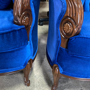 Royal Blue Victorian Style Sofa and Chair