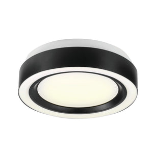 13-inch Matte Black Dimmable Integrated LED Color Changing Flush Mount Lighting with White Shade