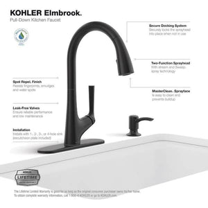 Elmbrook Single-Handle Pull-Down Sprayer Kitchen Faucet in Matte Black