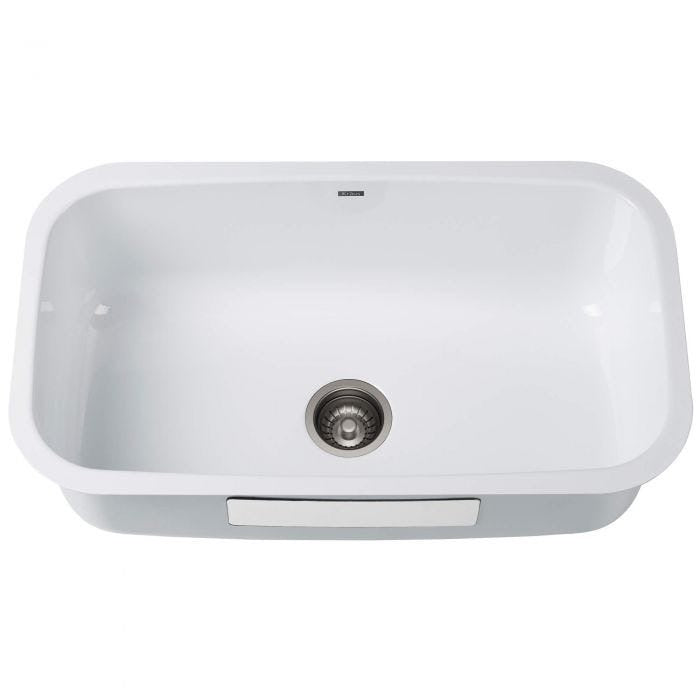 31 1/2-inch 16 Gauge Undermount Single Bowl Enameled Steel Kitchen Sink in White