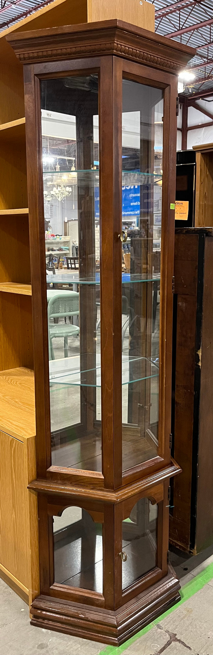 Curio Cabinet w/ Glass Shelves & Light