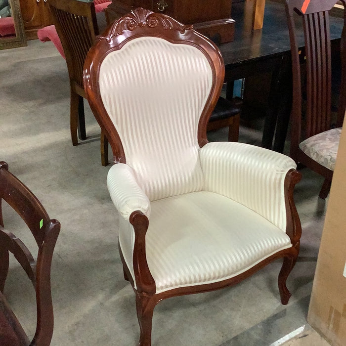 White Pinstripe Armchair