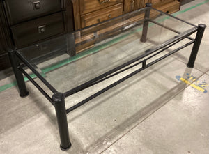 Long Black Table with Beveled Glass