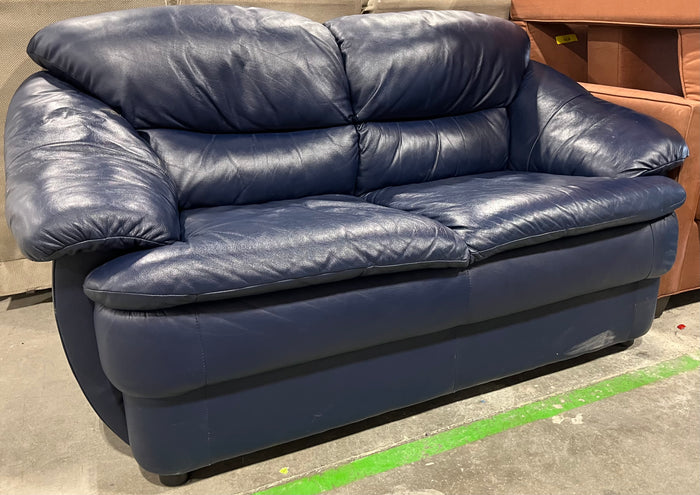 Navy Blue Faux Leather Couch