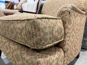 Beige Floral Pattern Chair with Ottoman