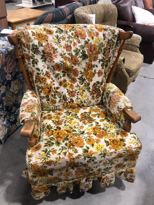 Orange Floral Rocking Chair