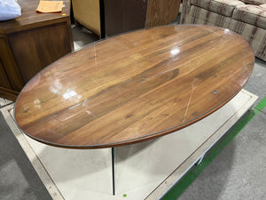 Wooden Table with Elevated Glass Top and Glass Legs