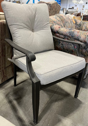Outdoor Metal Chair with Grey Cushions