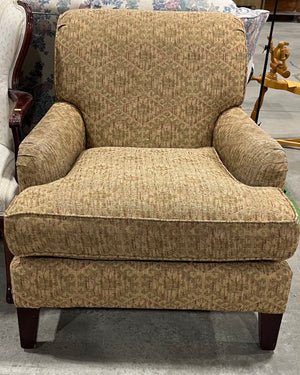 Beige Floral Pattern Chair with Ottoman