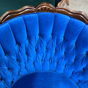 Royal Blue Victorian Style Sofa and Chair