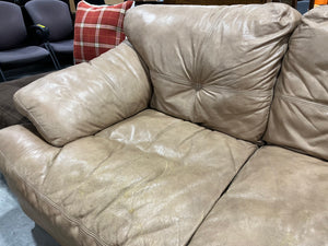 Beige Faux Leather 3-seater Sofa