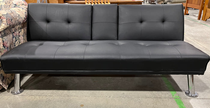Black Lounge Faux Leather Couch & Futon with Cupholder