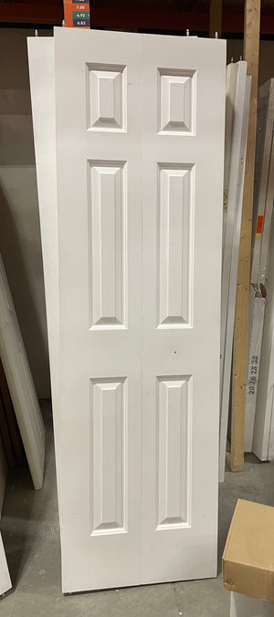 23.5” x 79.5 White 6 Panel Bi-Fold Door