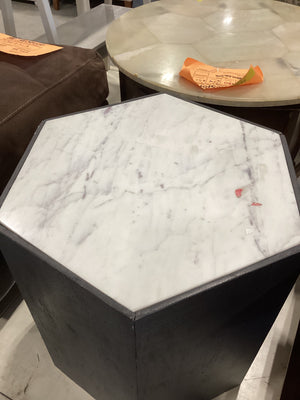 Hexagonal Marble Top Side Table