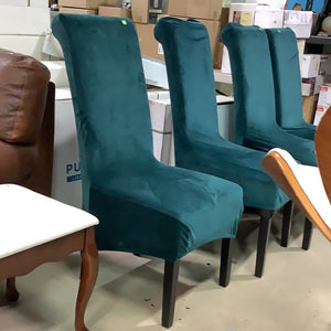 Teal Slipcovered Dining Chairs