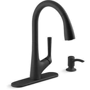 Elmbrook Single-Handle Pull-Down Sprayer Kitchen Faucet in Matte Black