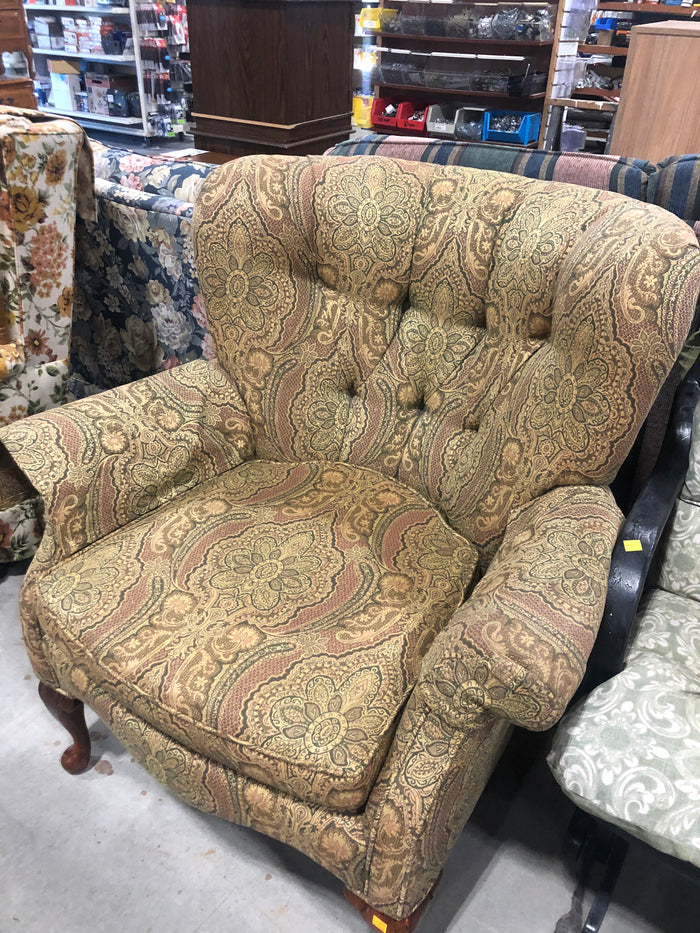 Gold Tofled Wingback Chair